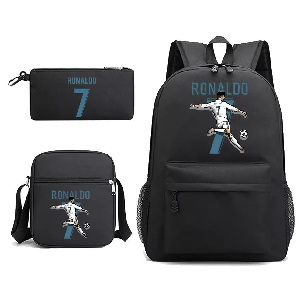 Football Player Cr7 Peripheral Printing Primary and Secondary School Students Schoolbag Three-piece Children's Backpack