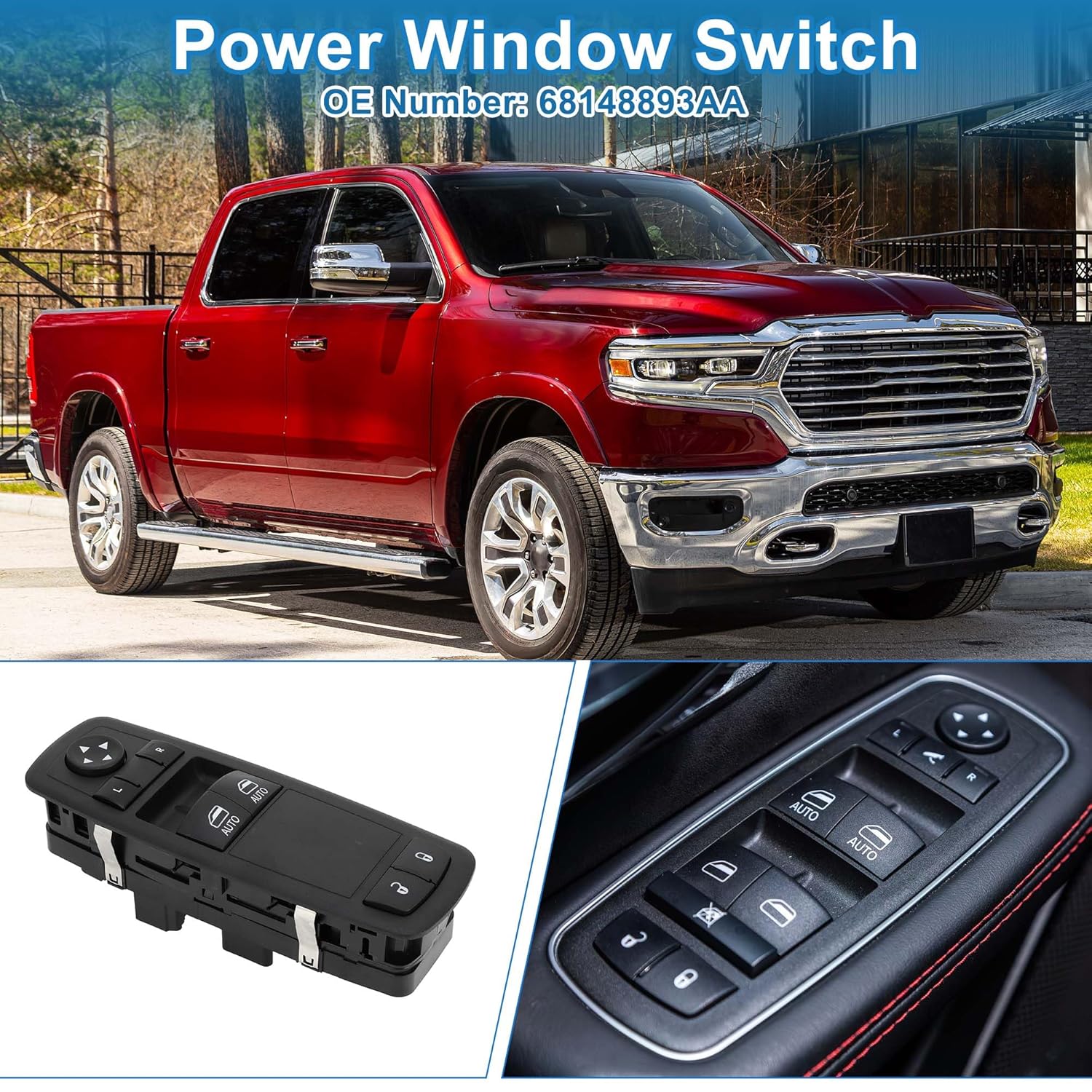 

Power Window Switch No.68148893AA Window Control Switch for Ram 1500 2500 3500 2013-2018 Black