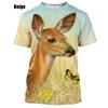 Sommeroverdeler Herre Dame Elg Elg Hjort Jakt Kamuflasje 3D All Over Printed Oversized Kortermet T-skjorte Kule Klær Topper
