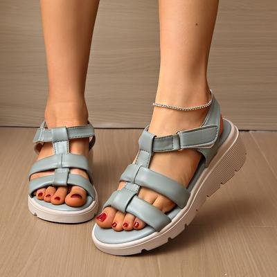 New Summer Casual Comfortable Bottom Large Size Comfortable Simple Platform Sandals Casual Velcro Women's Shoes