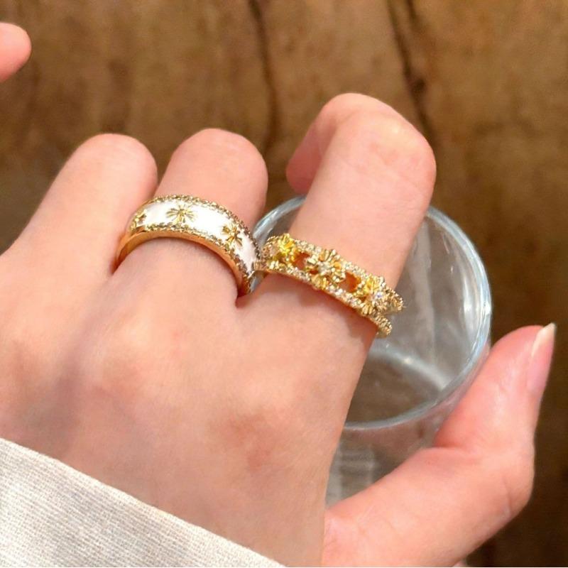 Vintage und Eleganter Farbblock-Inlay Diamantgebürsteter Ring Mode Exquisite Ringe Schmuck Geschenk