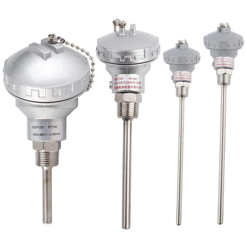 Resistance Temperature Detector PT100 Temperature Sensor Probe 1/2" NPT Thread Thermocouple Terminal Head Temperature Sensor