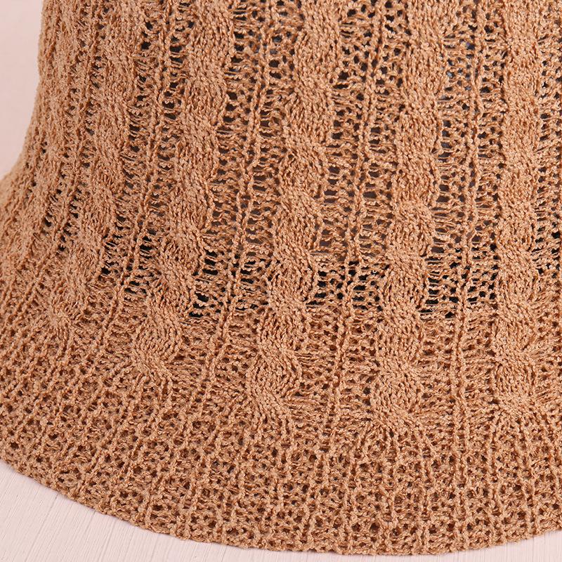 New Summer Knitted Hollow Sun Hat Foldable Sunscreen Bucket Hat Beach Vacation Fashion Bucket Hat
