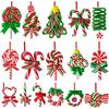 16/32Pcs Christmas Lollipop Ornaments Colorful Wood Candy Hanging Decoration Peppermint Pendants for Xmas Tree Party Decorations