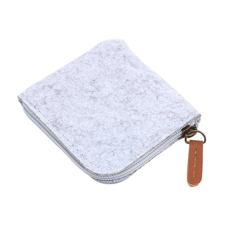 1 Stück Kompaktes Damen Herren Kurzes Kartenetui Geldbörse Filz Kleingeldfach Tragbare Reißverschluss Münzbörse