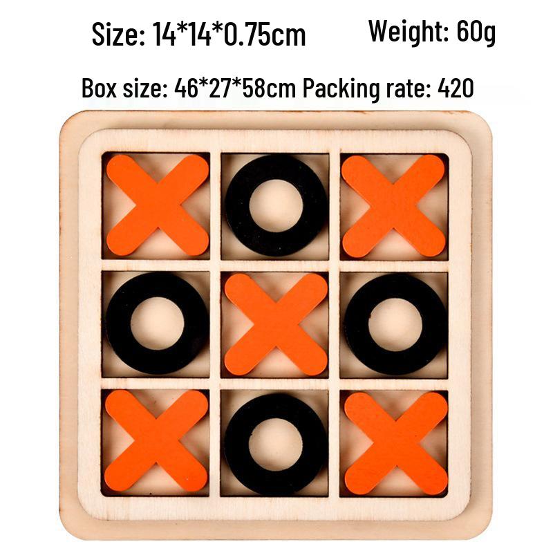 XO Wooden Chess and Tic-Tac-Toe Set: Double Player, Parent-Child Educational Toy for Kindergarten.