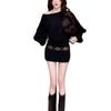 2025 Early Autumn Korean One-Shoulder Bodycon Dress - Women's Slimming Long-Sleeve Sweater Dress for Autumn/Winter