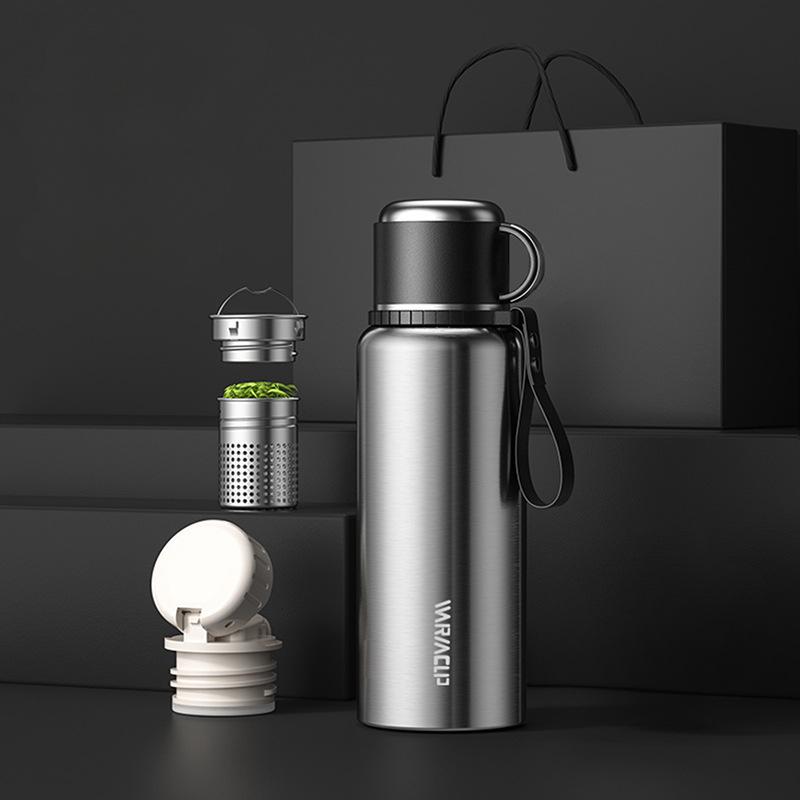 Stainless Steel Vacuum Flasks Outdoor Travel 1.5L Straight Cup Thermos for Hot Coffee Portable Keep Cold Insulated Water Bottle