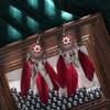 Bohemian Vintage Flower Hollow Geometric Feather Long Earrrings For Women Boho Handmade Bead Leaf Tassel Wedding Jewelry Earings