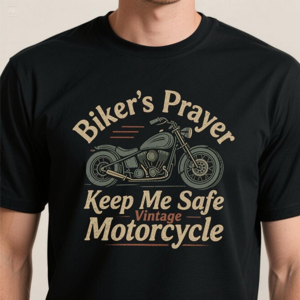 Bikers Prayer Keep Me Safe Vintage Motorcycle Biker TShirt Summer Cotton Short Sleeve ONeck Mens T Shirt New S3XL
