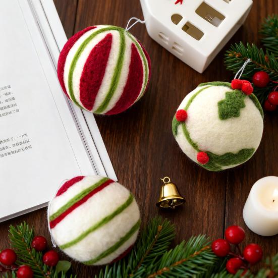Yousheng Wool Ball Christmas Ornament Handmade Felt Balls Christmas Tree Hanging Ornaments for Vintage Xmas Holiday Farmhouse Party Decor