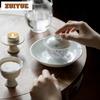 120ml Hand-painted Lily White Porcelain Gaiwan Ancient Tea Tureen Tea Bowl With Lid Kit Tea Maker Cover Bowl Teaset Collection
