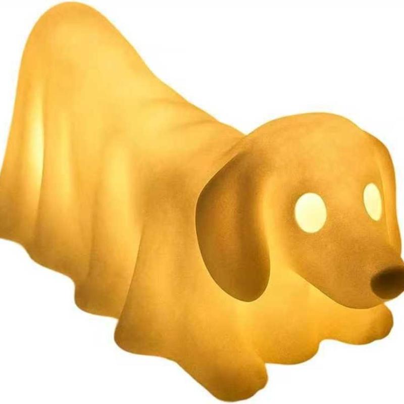 Dachshund Shaped Halloween Night Light Cute Spooky Ghost Night Light for Home Bedroom Party Display Lamp Dog Decor Halloween