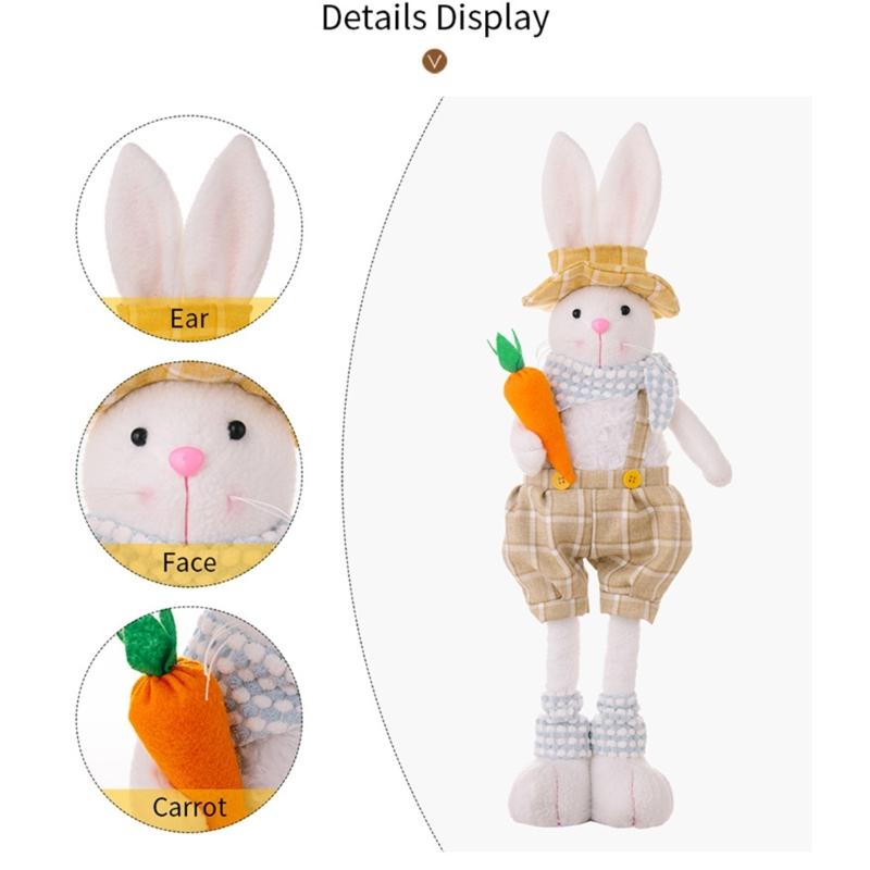 Spring Rabbit Doll Rabbit Figure for Easter Party Decors Kids Holiday Gift Colorful Accent for Windowsill Shelf