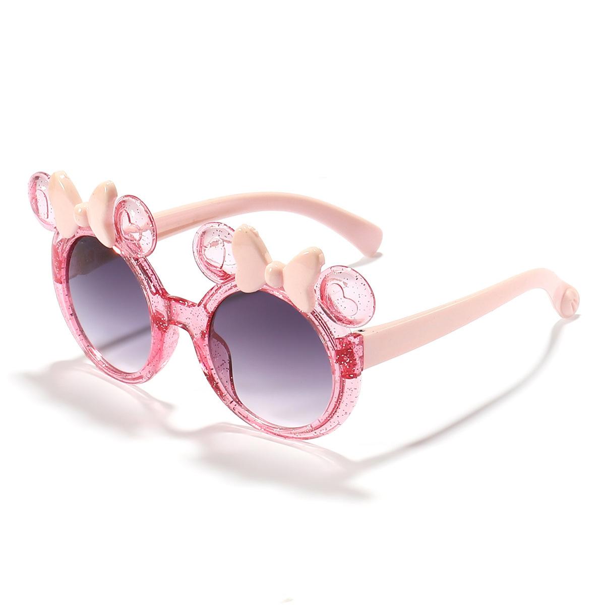 

2025 Cartoon Cute Photo Concave Shaped Glasses Children s Bow Candy Colored Sunglasses For Girls, Trendy Sunglasses, розовый