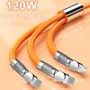 3 In 1 Elbow Fast Charge Cord 120W Micro USB Type-C Multiple USB Phone Cables Liquid Silicone For Xiaomi 13 Samsung IPhone 14 13