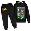 2026 Autumn Hot Game Mario Cartoon Printed Children Clothes Boy Autumn Hoodie Set Fashion Pullover Tops Pant Suit