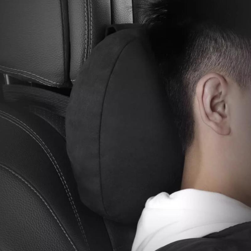 1Pcs Universal Car Head Support Adjustable Suede Car Headrest with Lumbar Support Soft Neck Pillow for Driving Comfort