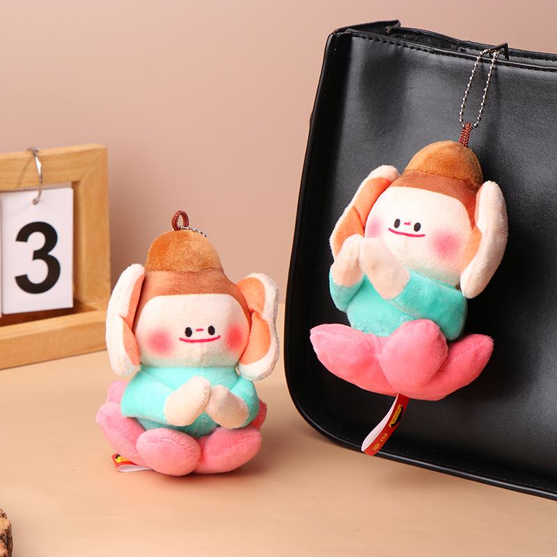Creative Cartoon Buddha Plush Toy Soft Stuffed Doll Keyring Bag Pendant Cute Plush Dolls Keychain Car Key Decoration
