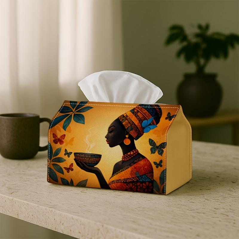 1pc African Artistic Decorative Tissue Box, Woman Butterfly Creative Home Living Room Storage, -Friendly Minimalist Color Tissue Box, Napkin Dispenser