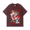 T-shirt Lavate 275 GSM 100% Cotone Evangelion V9 Asuka Rei Stampa Waifu Unisex T-shirt in Cotone Pesante