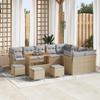VidaXL 13-piece Garden Sofa Set with Beige Cushions Poly Rattan Acacia 3363482
