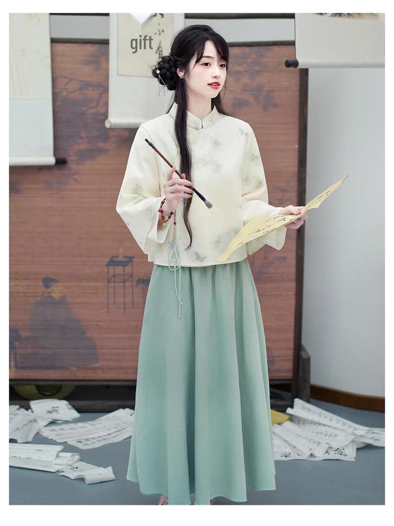 New Autumn/Winter Retro Suede Tang Suit: Stylish and Comfortable Han-Inspired Hanfu Cheongsam Top Tea Suit