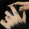 The Same Brushed Open Ring, Female Niche Design, High-End Light Luxury Zircon Index Finger Ring.