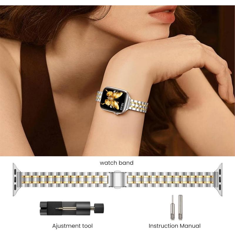 Metal Watch Band for iWatch Ultra/SE/11-1 For 38/40/41/42mm Silver & Golden For Apple Watch Strap Watch Accessories