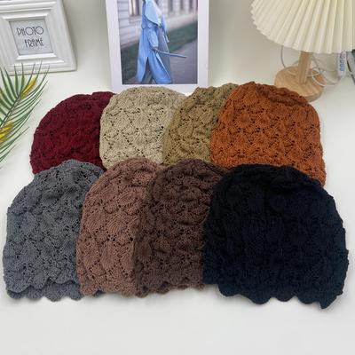 1pcs Summer Spring Fall Hollowed Knitting Beanie Hat for Women Elastic Skull Hat