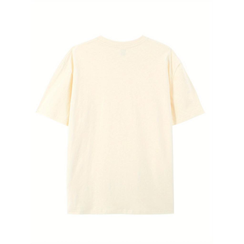 Summer 100 Cotton Fashionable Casual Sports Loose Cartoon Bear Pattern Printed Round Neck Short Sleeved Men's T-shirts
