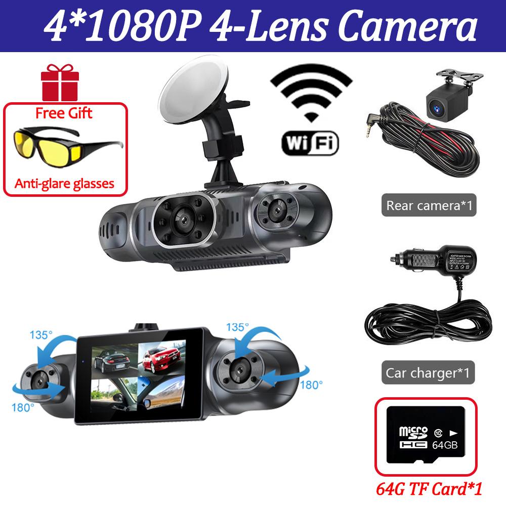 4Camera Car DVR 1080P Video Recorder WIFI APP 360 Degrees Dash Cam Front right left Rear View camera car 24h Parking Monitor