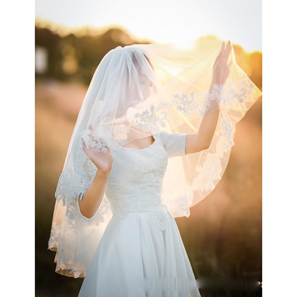 Wedding Lace Bridal Down Bridal Veil with Beautiful and Stylish for and Parties DRASAWEE(JP) Veil, Veil, Two-Tiered Comb, Weddings, Photoshoots,