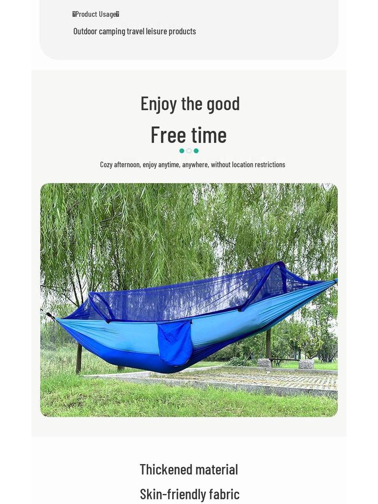Quick Open Portable Outdoor Hammock with Mosquito Net - Anti-Rollover Design for Adults and Children, Thickened for Camping