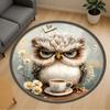 1PC Owl Coffee Office Round Area Rug, Under Office Chairs Bedroom Living Room Home Decor, Carpet for Office -1110051