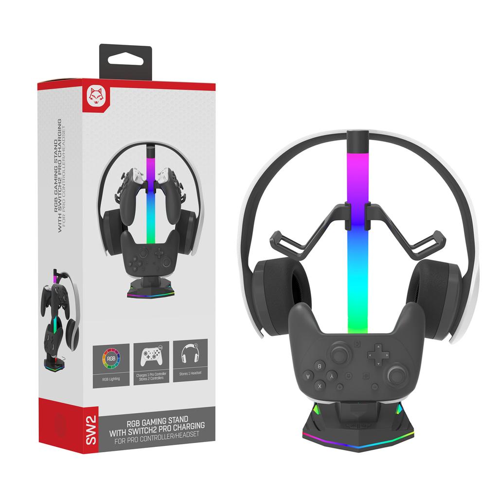 Gaming Accessory for NS2 Controller Charging Station with Headphone Holder Charging Stand Base Multifunction