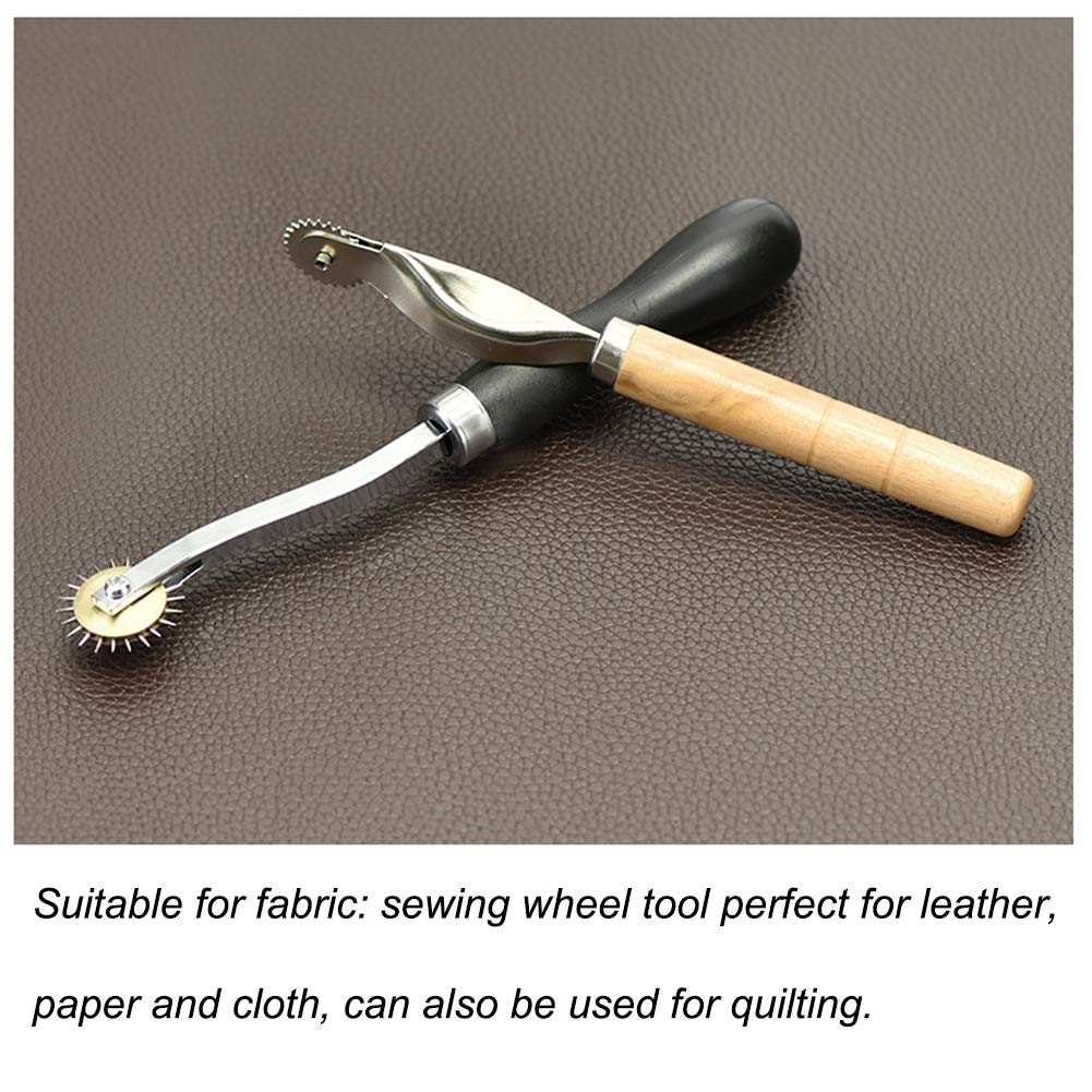 Fenrry 1/2 Stück Pausrad Professioneller Stichmarkierungsabstandshalter Leder Nadelspitze Pausrad mit Holzgriff
