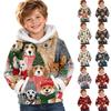 Felpa con cappuccio casual alla moda a maniche lunghe con stampa natalizia per bambini