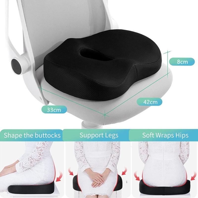 Comfortable Support Seat Pad With Central ventilation For Office Chair And Car Seat Soft Fabric Design