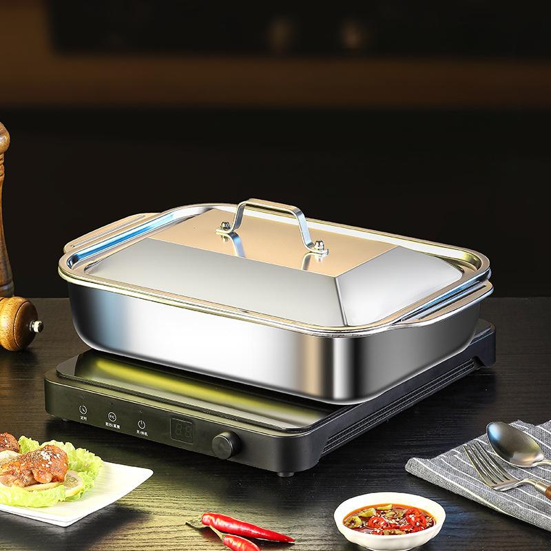 Bakeform i rustfritt stål med lokk - Non-stick og tykk, perfekt for desserter, brød og sjømat - Ideell for grillfester, buffeter og festivaler