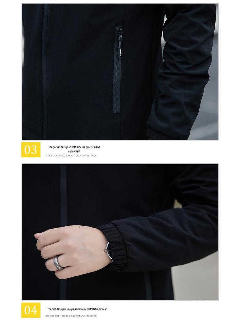Men's Windproof Hooded Jacket - Spring/Autumn Versatile Slim Fit Solid Color Casual Outerwear