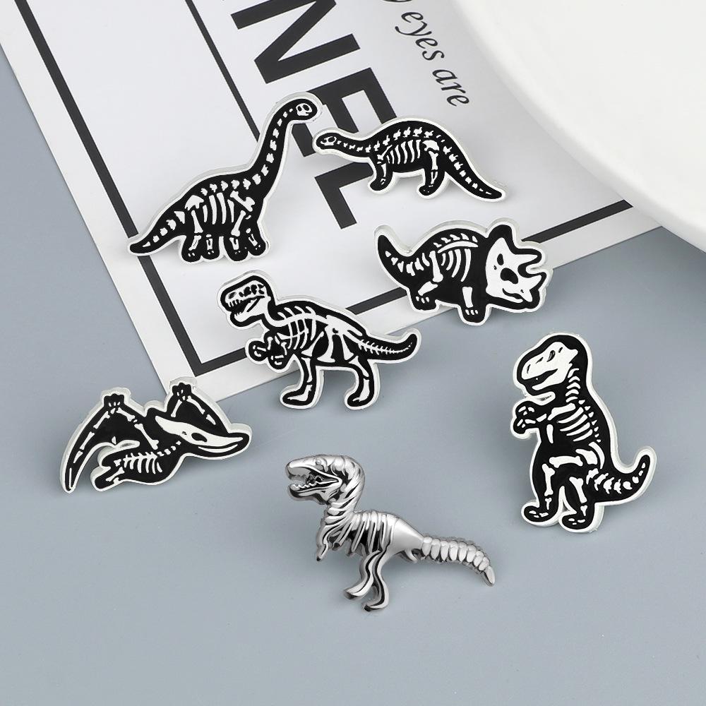 European & American Style Jurassic Park Dinosaur Skeleton Brooch - Creative Mini Animal Pin