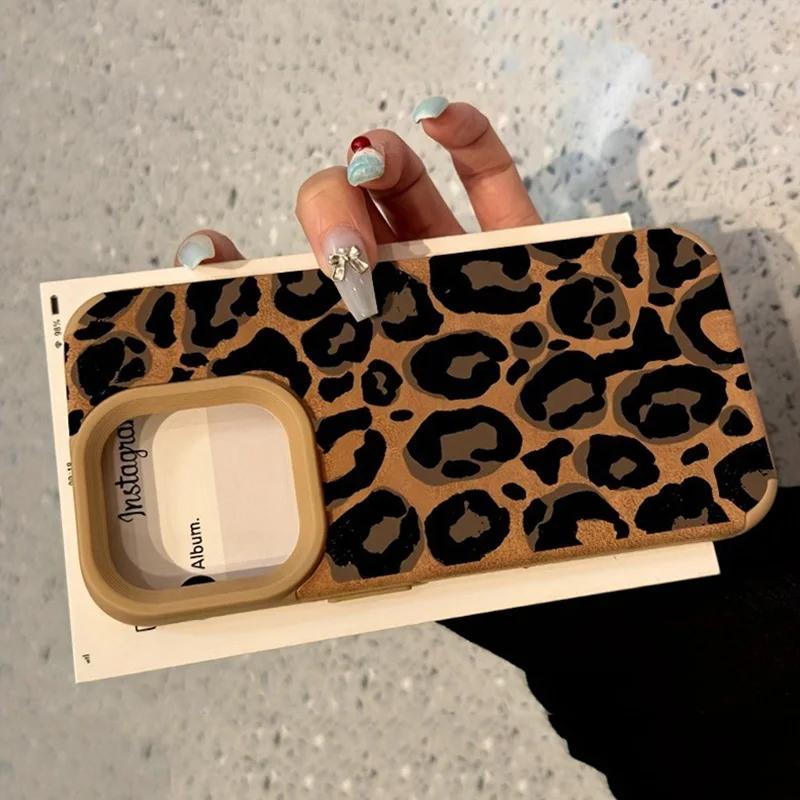 Fashionable Leopard Pattern Design Leather Phone Case For iPhone 16 15 14 13 12 11 Pro Max Plus XR X XS Max Shockproof Cover