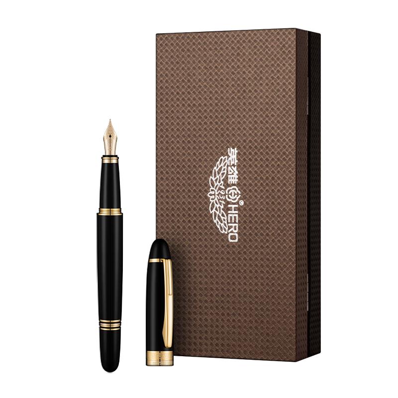 HERO Luxury 10K Gold Nib Fountain Pen Gift Set No Engraving