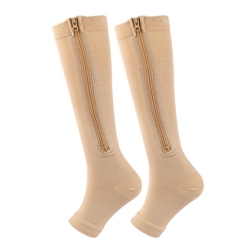 Women's Open-Toe Compression Zipper Socks - Elastic Calf Support 