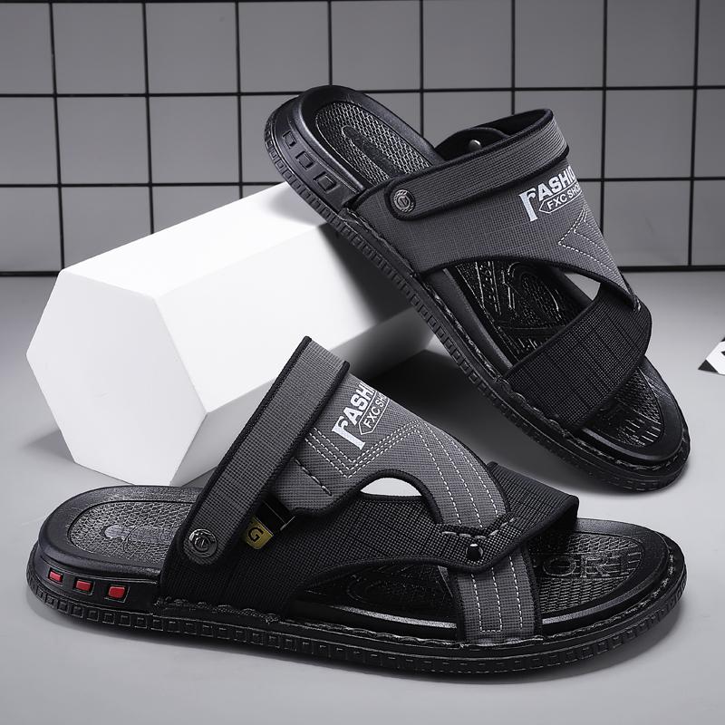 

Fashion Men s Shoes Summer Slippers Leather Sandals Beach Shoes Two Stitches Classic Fashion Men Indoor and Outdoor Two Wear Beach 38 серый