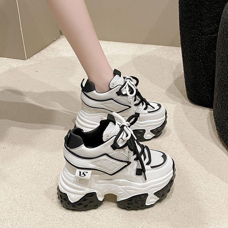 

Hot Selling Dad Shoes Women s Spring and Autumn New Style Small Stature 10cm Thick Sole Inner Height Increasing Mesh Casual Sports Shoes 39 чёрный