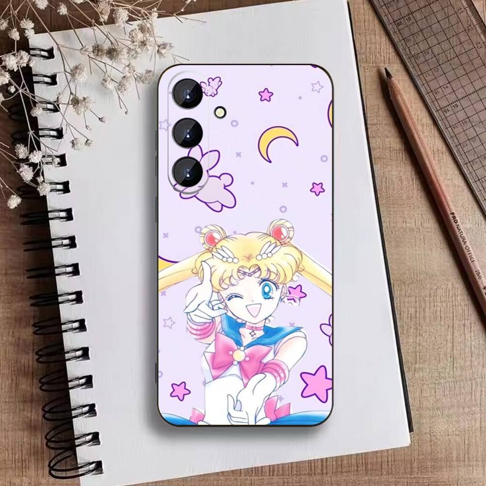 Cartoon E-Sailor M-Moons Phone Case For Samsung Galaxy A73,21,22,32,71,53,52,51,80,5G Soft Black Cover