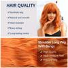 Shoulder Long Copper Ginger Wig Orange Synthetic Water Wave Wigs for Women Heat Resistant Daily Halloween Cosplay Wig with Bangs