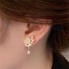 Elegant Exquisite  Flower Stud Earrings For Women Zircon Tassel Earrings Bride Wedding Party Jewelry Gift